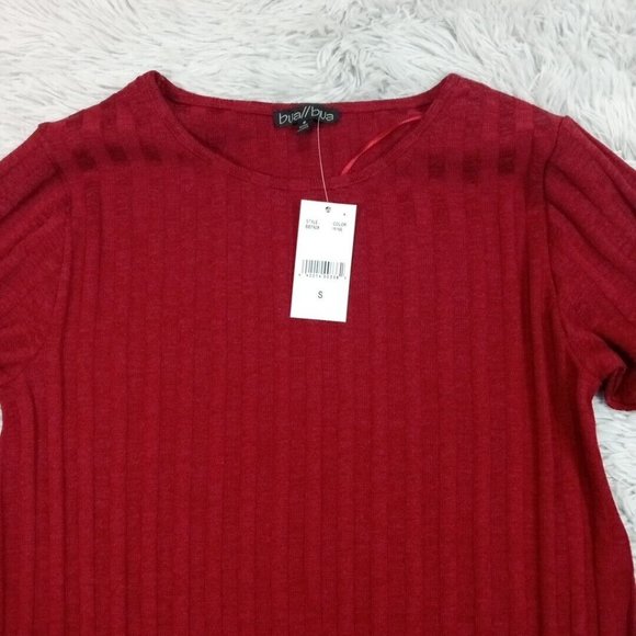 Bua Bua Womens Shirt Blouse Red Small Bell Sleeve Top Stretch Party Dance New‎ - Picture 8 of 11